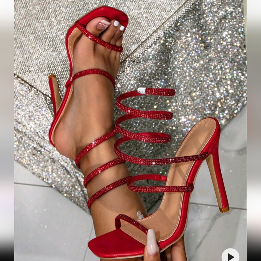 Elegant Red Strappy Heels